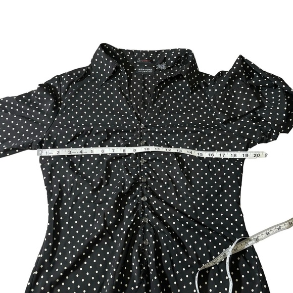 New York & Company City Stretch Polka Dot Button Up Blouse Office Workwear Sz 14 - Picture 16 of 16